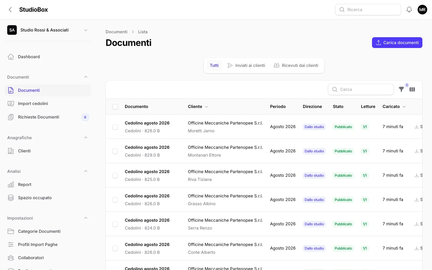 L’archivio documenti di StudioBox
