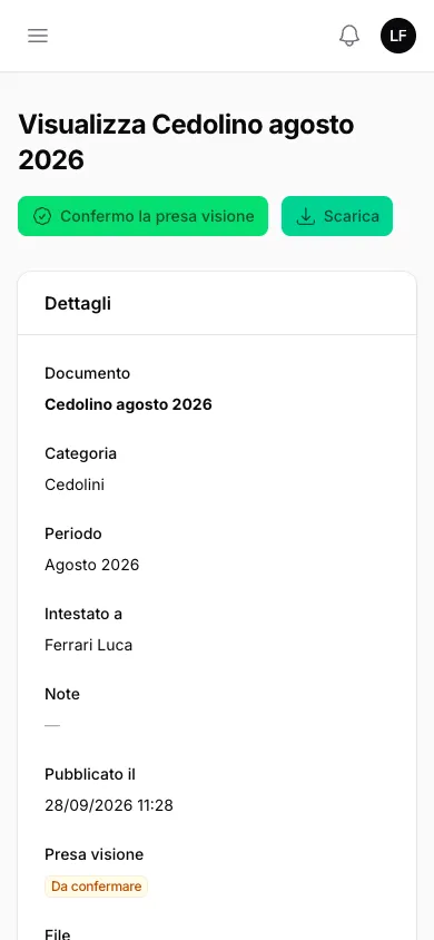 Il cedolino sul telefono del dipendente